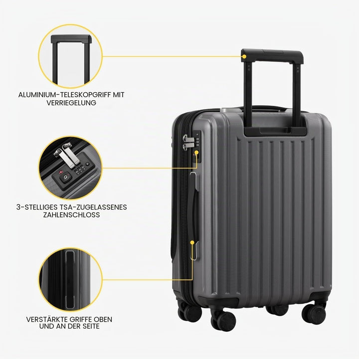 LEVEL8 Koffer Trolleys Hartschalen Leicht ABS+ PC Handgepäck Hartschalen-Koffer Trolley Rollkoffer R