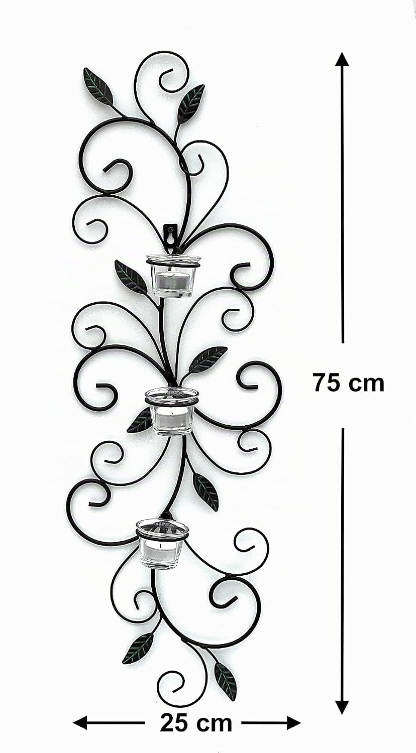 DanDiBo Teelichthalter Metall Wand Braun 131001 Wandteelichthalter 75 cm Wandleuchter Kerzenhalter W