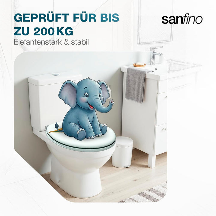 SANFINO® Premium WC Sitz mit Absenkautomatik – hochwertige Toilettendeckel aus Holz, viele bunte Mot