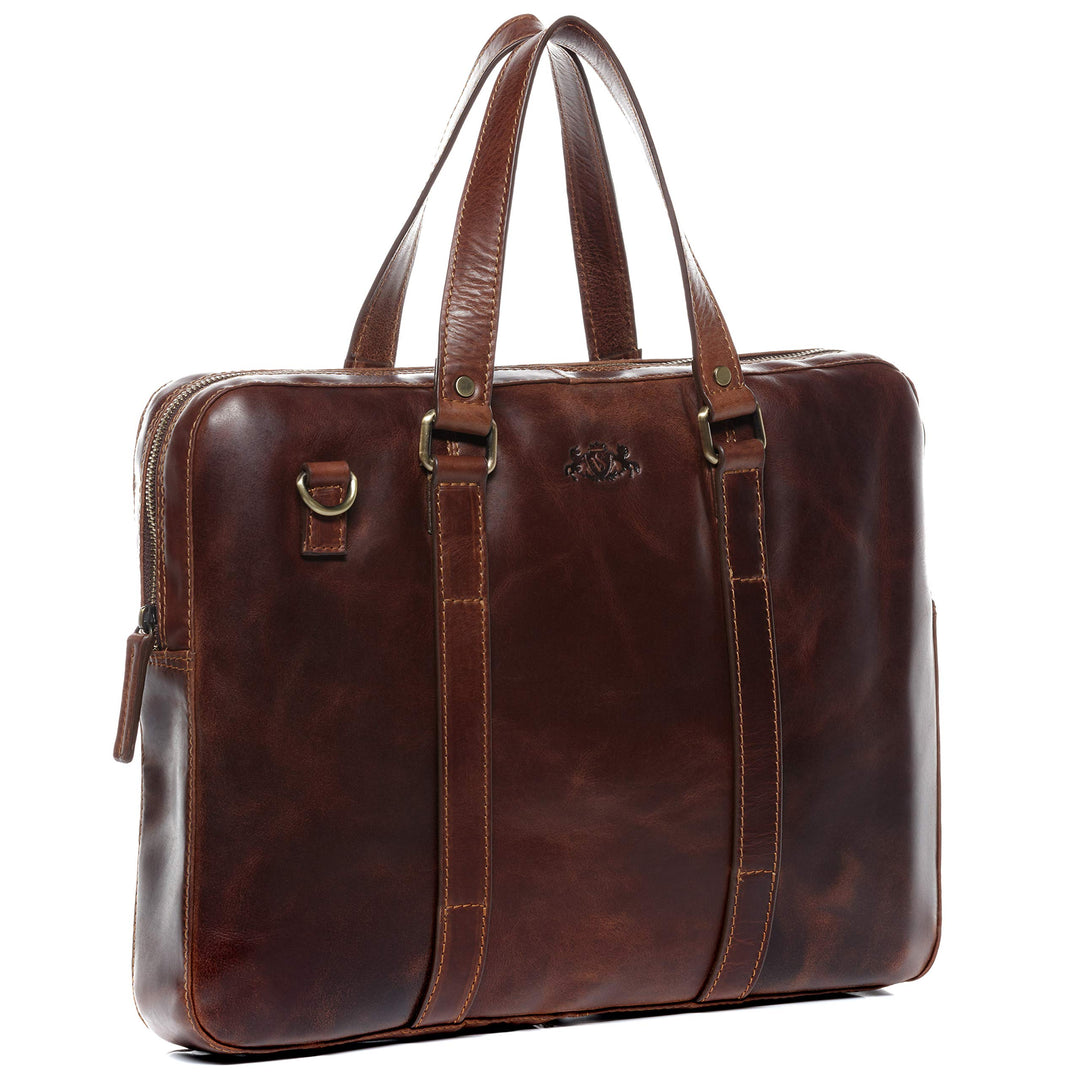 VS SID & VAIN Laptoptasche schmal echt Leder - 15.4 Zoll Laptop Business-Tasche Maguire - Umhängetas