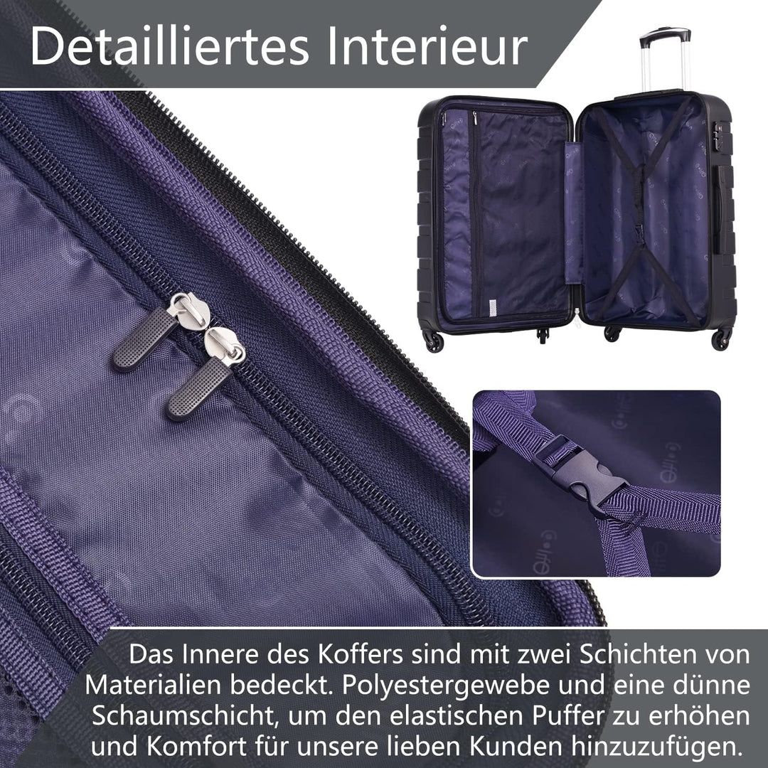 COOLIFE Koffer Premium Koffer Hartschalenkoffer Trolley Rollkoffer Reisekoffer Kofferset Handgepäck
