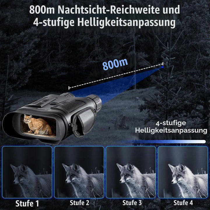4K Nachtsichtgerät Jagd mit 7000mAh Akku – Digitales Infrarot Fernglas mit 3" LCD, 800m Reichweite,