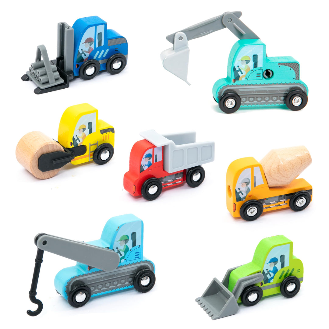 umu® Holz Baufahrzeuge Spielset für Kinder kompatibel mit Brio World Eisenbahn Sets & Anderen Marken