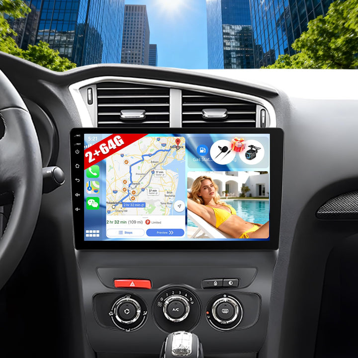 CAMECHO 2+64G Android 15 Autoradio für Citroën C4L 2013-2016 mit Carplay Android Auto Navi, Doppel D