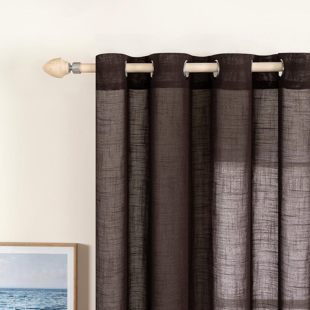 MIULEE 2er Set Voile Vorhang Sheer Leinenvorhang mit Ösen Transparente Leinen Optik Gardine Ösenscha