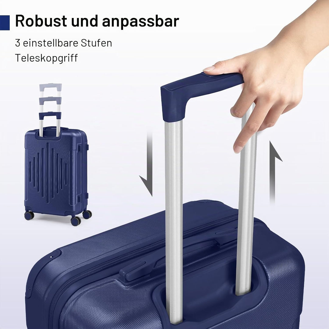 LALAHO Kofferset 3 teilig, Reisekoffer Set, Hartschalen Koffer Set aus ABS, Gepäckset mit Teleskopgr