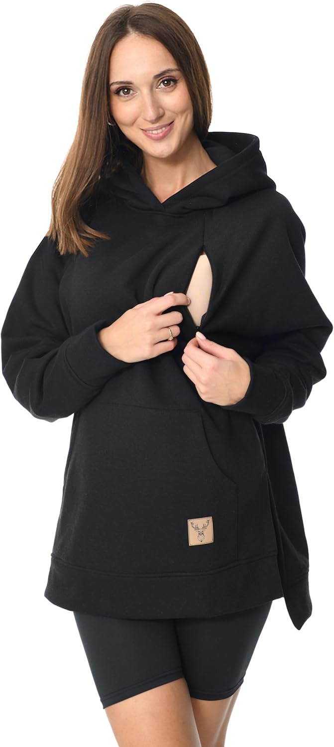 MijaCulture Umstandsmode 2in1 Stillpullover & Umstandspullover Stilltop Stillpulli Stella M014 L-XL