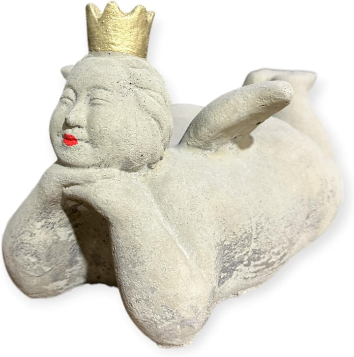 OriginalPaul Skulp & Betondesign Dicke Prinzessin mit Krone - Massiver Steinguss, Handgefertigt in D