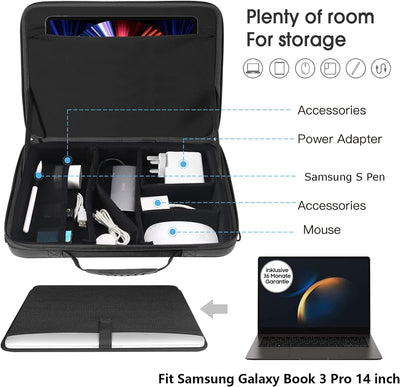 Smatree Hartschalen Laptoptasche Kompatibel mit Samsung Galaxy Book 3 Pro 14zoll, Laptop-Tragetasche