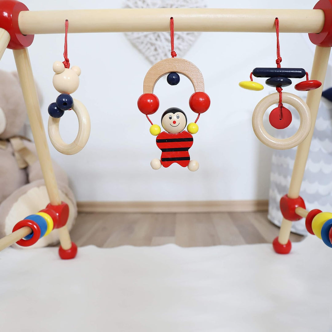 Bieco Spieltrapez | Spielbogen Baby Holz mit Figuren & Kugeln | Spielebogen Holz Baby | Spieltrapez