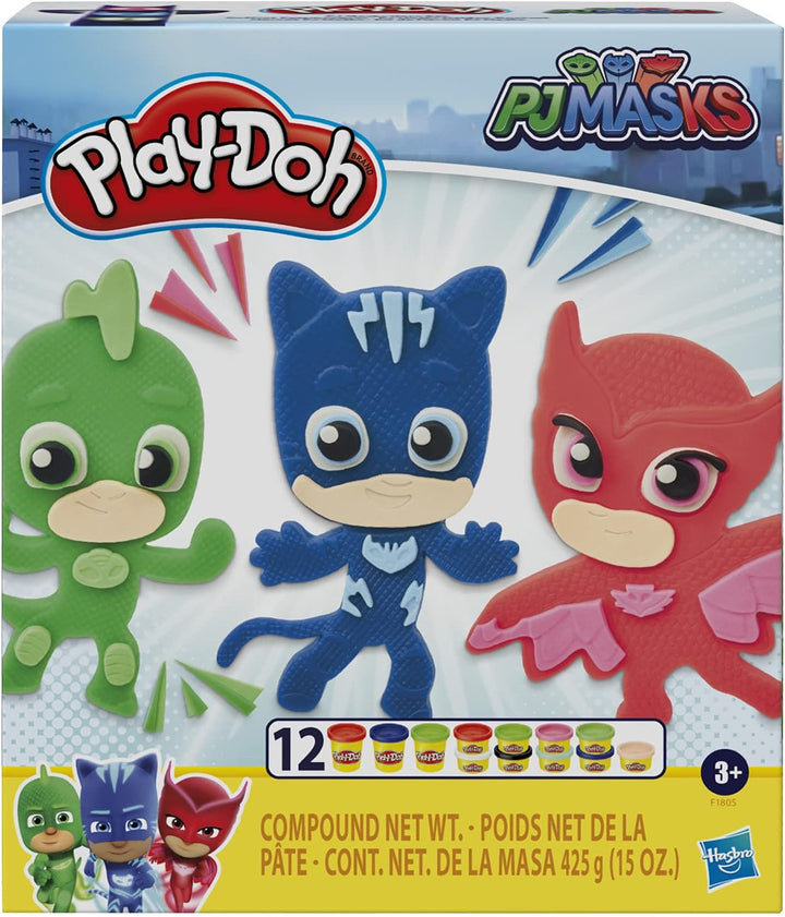 Play-Doh PJ Masks Helden-Knetset, kreatives Spielzeug für Kinder ab 3 Jahren mit 12 Dosen Spielknete
