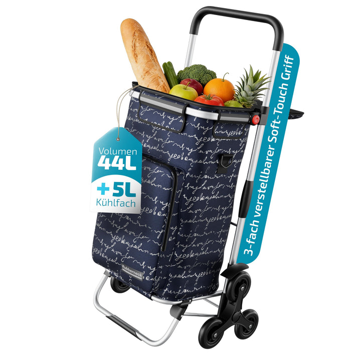 Rubberneck Einkaufstrolley - Klappbarer Einkaufswagen - Kühlfach - Höhenverstellbarer Griff - Blau,