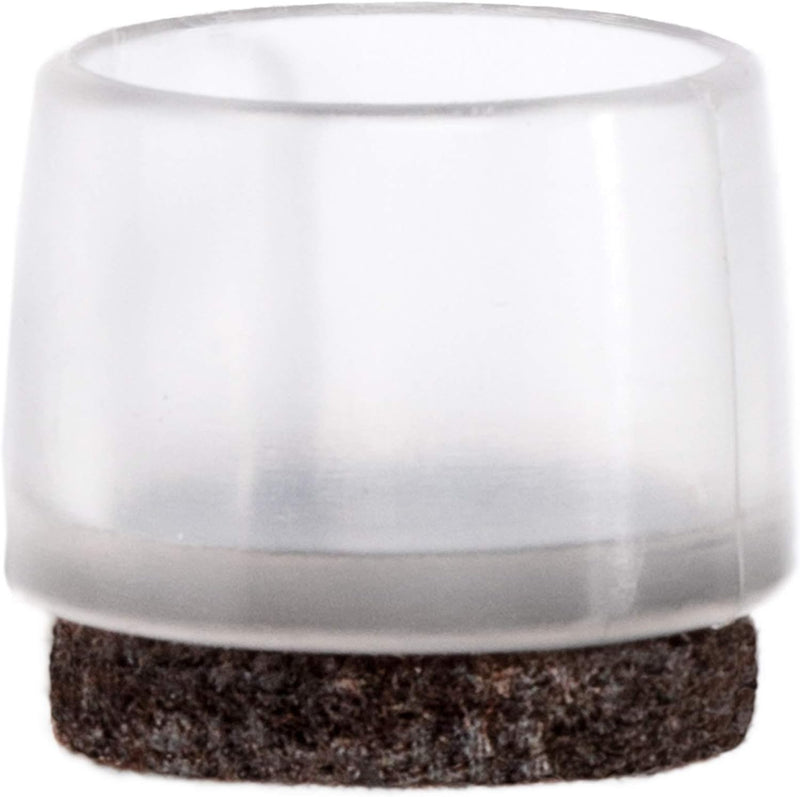 Adsamm® / 32 x Stuhlbeinkappen mit Filz / Transparent / Ø 19 - 20 mm / rund / Filz-Möbelgleiter für