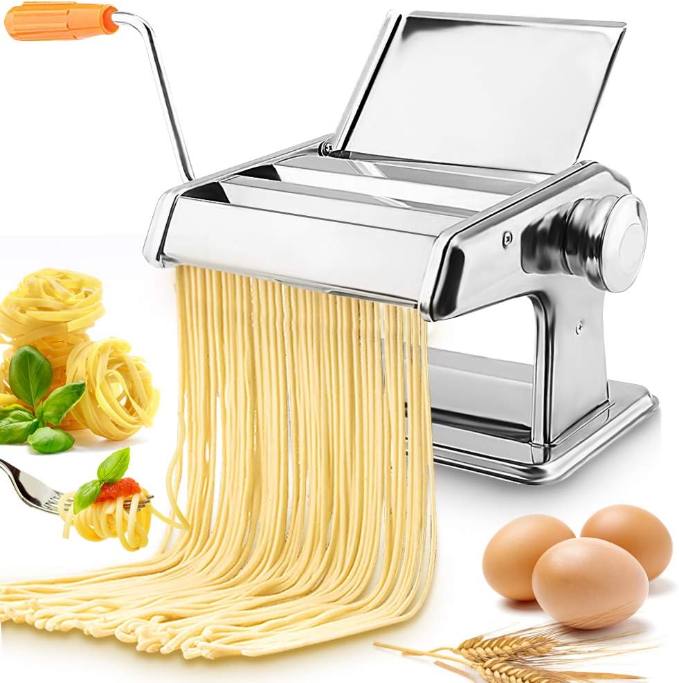 Nudelmaschine, Pasta Maker Nudelmaschine Manuell Set Edelstahl Pastamaker Hand Crank Noodle Maker Pa