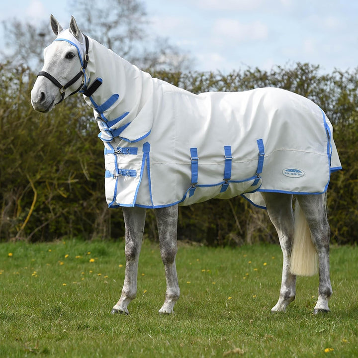 WeatherBeeta Ekzemdecke ComFiTec Sweet Itch Combo 110 cm - 110 cm - Weiss-Blau, 5'0 weiß /