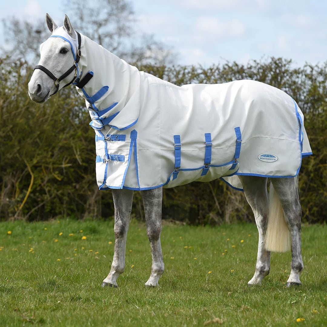 WeatherBeeta Ekzemdecke ComFiTec Sweet Itch Combo 110 cm - 110 cm - Weiss-Blau, 5&amp;apos;0 wei&amp;