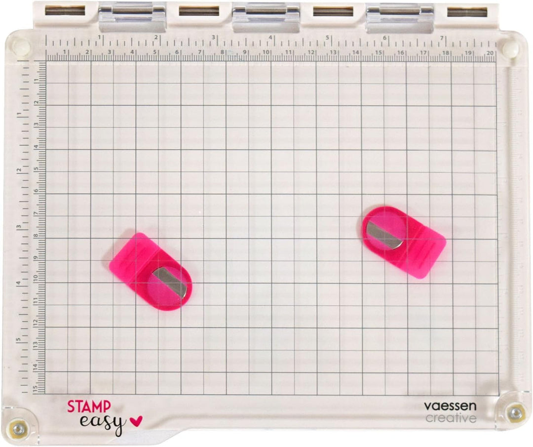 Vaessen Creative Score Easy Falzbrett cm/Metric Roze & Stamp Easy Stempel Plattform, 23.5 x 20.5 x 1