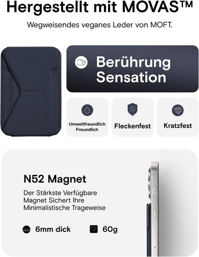 MOFT Snap-On Magnetischer Handy Wallet Ständer, Leder Kartenhalter Stand Kompatibel mit Magsafe iPho