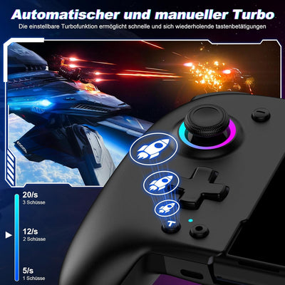 Elegamefy Switch Pro Controller, Handheld Switch Controller mit Turbo/1000mAh/6-Achsen-Gyro/Vibratio