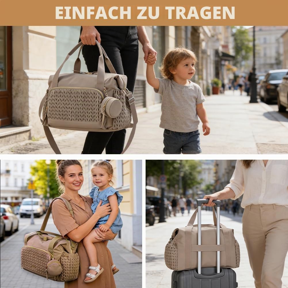 Wickeltasche gross - Multifunktionale Baby Wickeltasche für Mama mit Schnulleretui, wasserdicht, gro