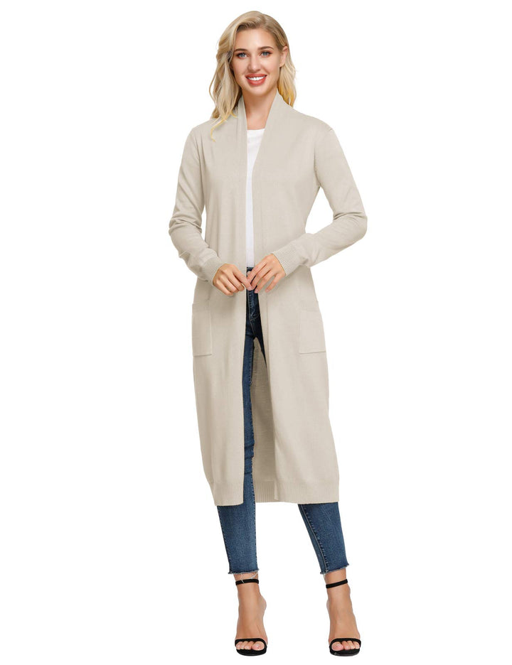 GRACE KARIN Damen Strickjacke Offene Langarm Knitwear Casual Maxi Lang Cardigan Sweater CLE02380 M H
