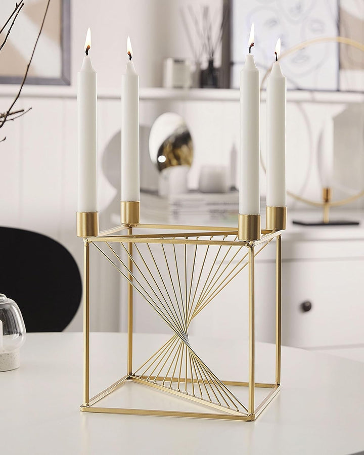 Moderner Kerzenständer in edlem Gold aus Metall für 4 Kerzen Mindoro