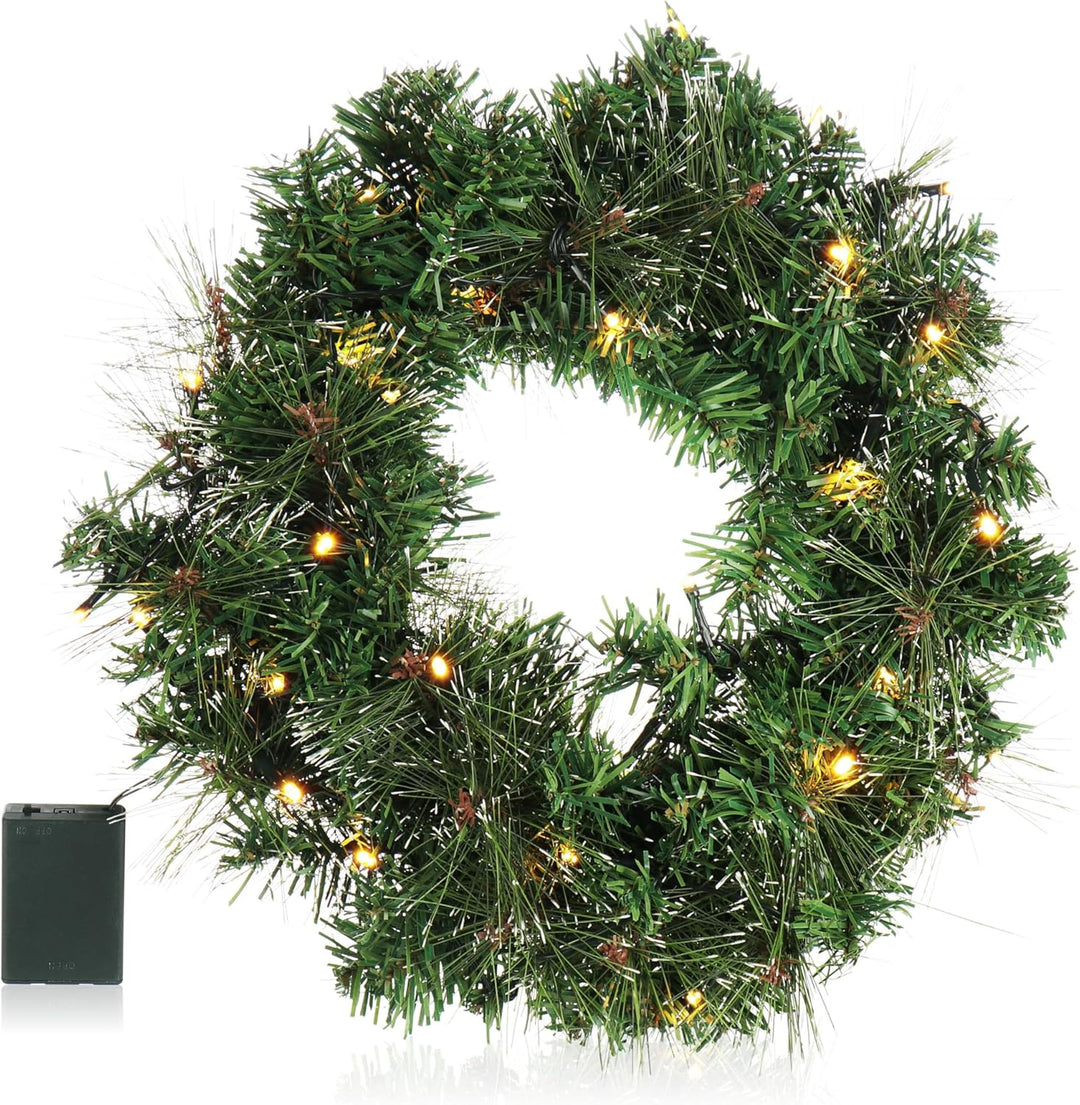 COM-FOUR® LED Türkranz Weihnachten - Adventskranz mit LED-Beleuchtung - tolle Weihnachtsdeko - 30 wa