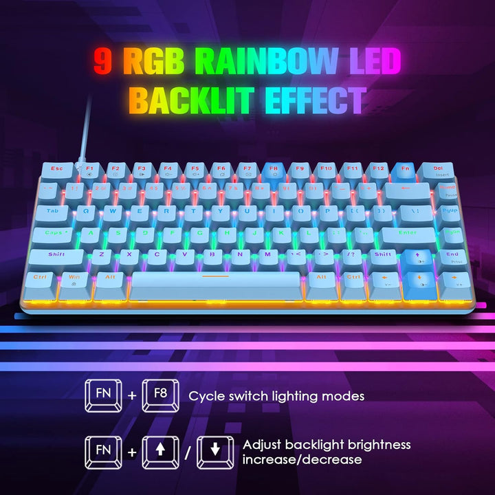 82 Tasten Kabelgebundene Gaming Mechanische Tastatur &amp; Adapter, 80% Rainbow LED Hintergrundbeleuchtu
