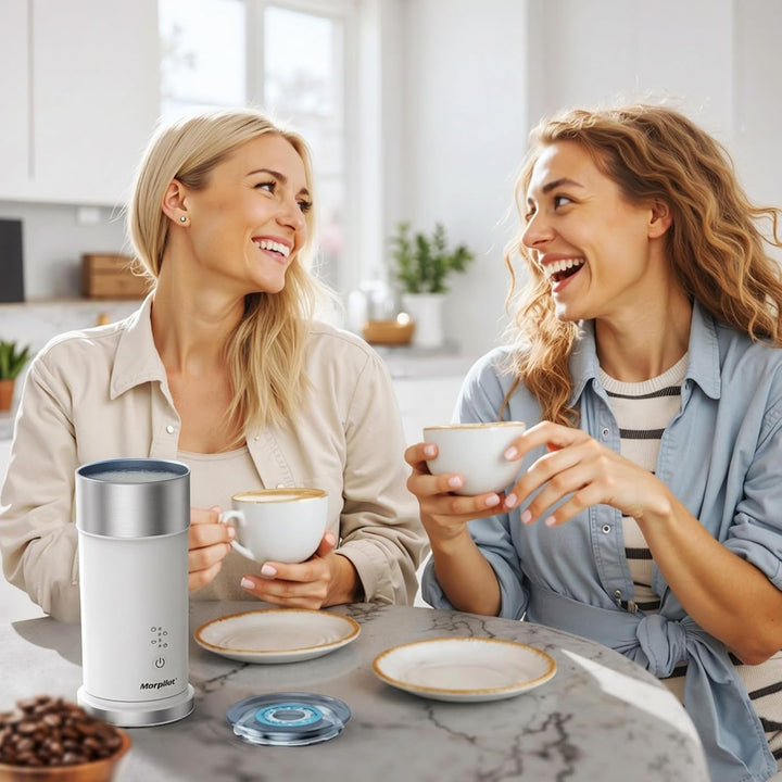 Morpilot Milchaufschäumer Elektrisch 4-in-1, 240ml, 400W für Heissen &amp; Kalten Milchschaum, Edelstahl