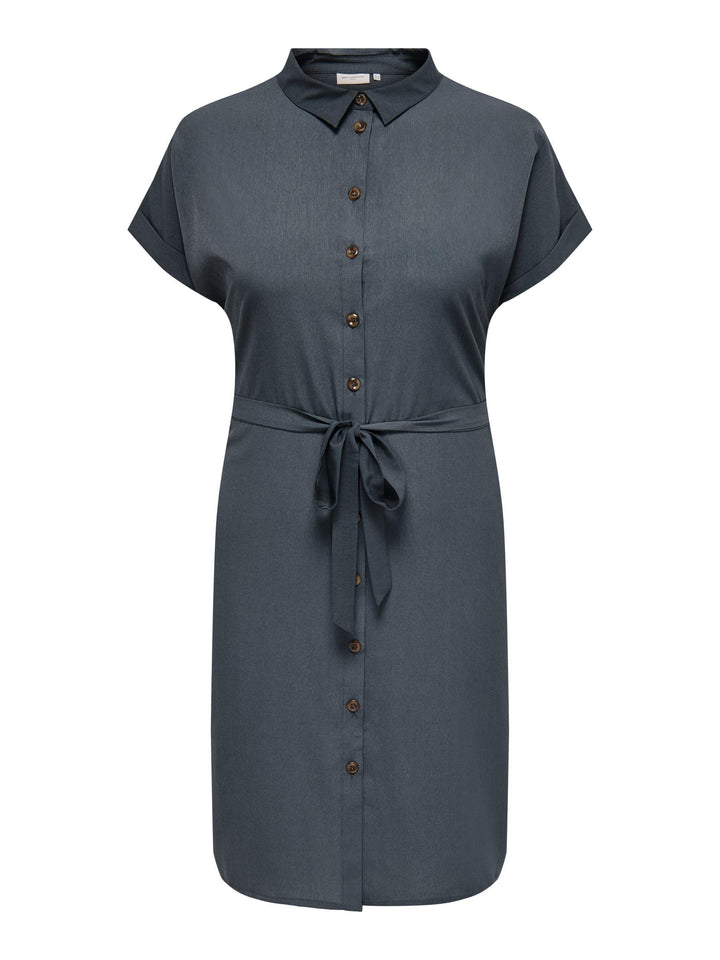 ONLY Damen Cardiega Ss Blk Shirt Dress WVN Noos Kleid 42 Grosse Grössen India Ink, 42 Große Gr&
