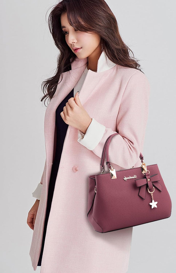 Dreubea Womens Handbag Tote Shoulder Purse Leather Crossbody Bag Gummi Pink, Rosa