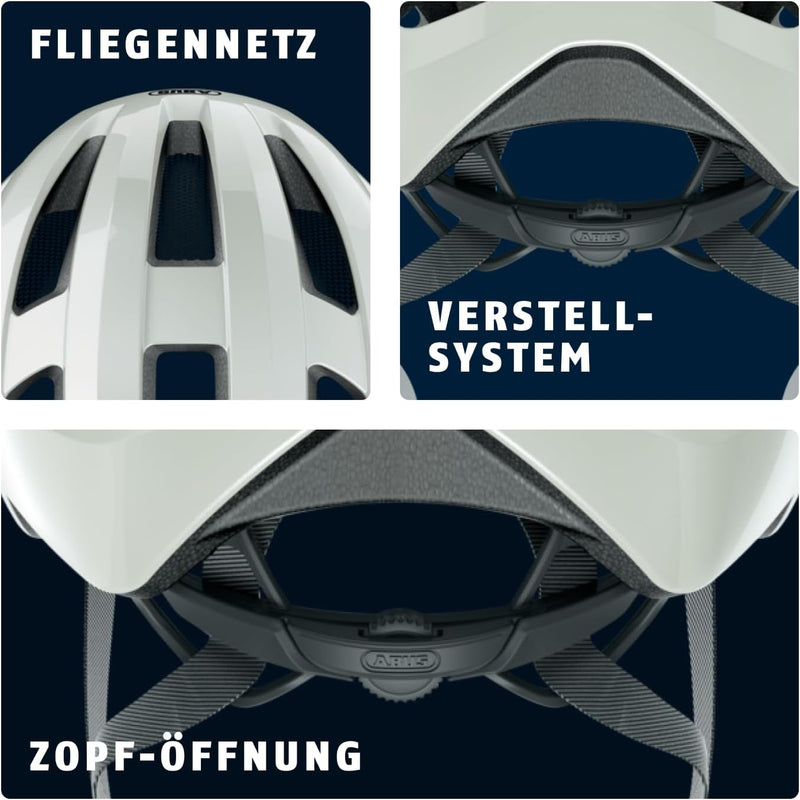 ABUS Rennradhelm Macator - sportiver Fahrradhelm für Einsteiger - auch für Zopfträger/-innen - für D