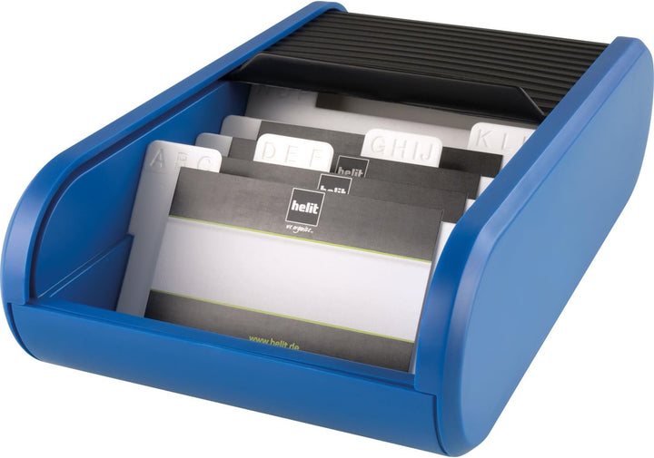 Helit H6218093 - Visitenkartenbox the personal, schwarz/blau, Blau