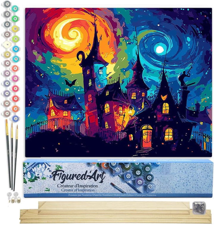 Figured'Art Malen Nach Zahlen Erwachsene Mit Rahmen Fantasie Schloss - Paint by Numbers Basteln DIY