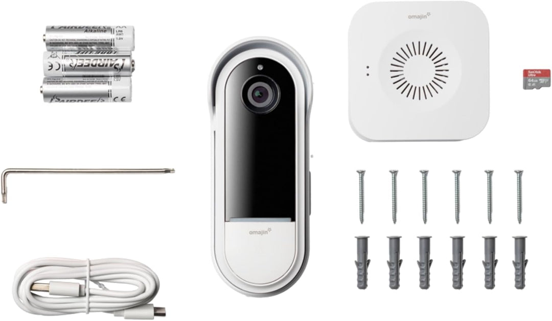 OMAJIN by Netatmo, Smarte Videotürklingel, 2 K, schnurlos, Batterien, Gong inbegriffen, Bewegungs-/P