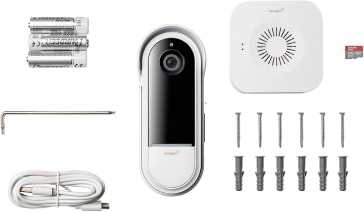OMAJIN by Netatmo, Smarte Videotürklingel, 2 K, schnurlos, Batterien, Gong inbegriffen, Bewegungs-/P