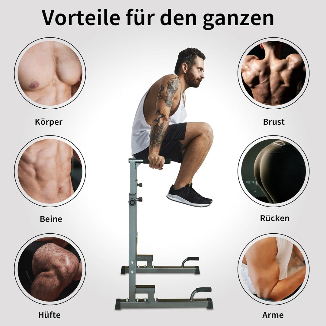 Dip Station Multifunktions-Dip Ständer, Freistehend Fitnessgerät für Calisthenics und Krafttraining,