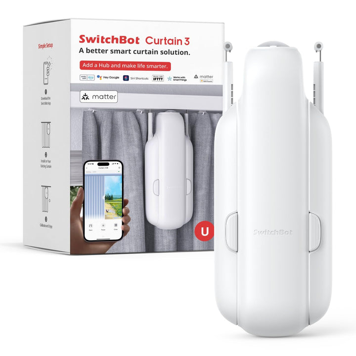 SwitchBot Smart Automatischer Vorhangöffner - Bluetooth Fernbedienung mit App/Timer, Aufgerüsteter H