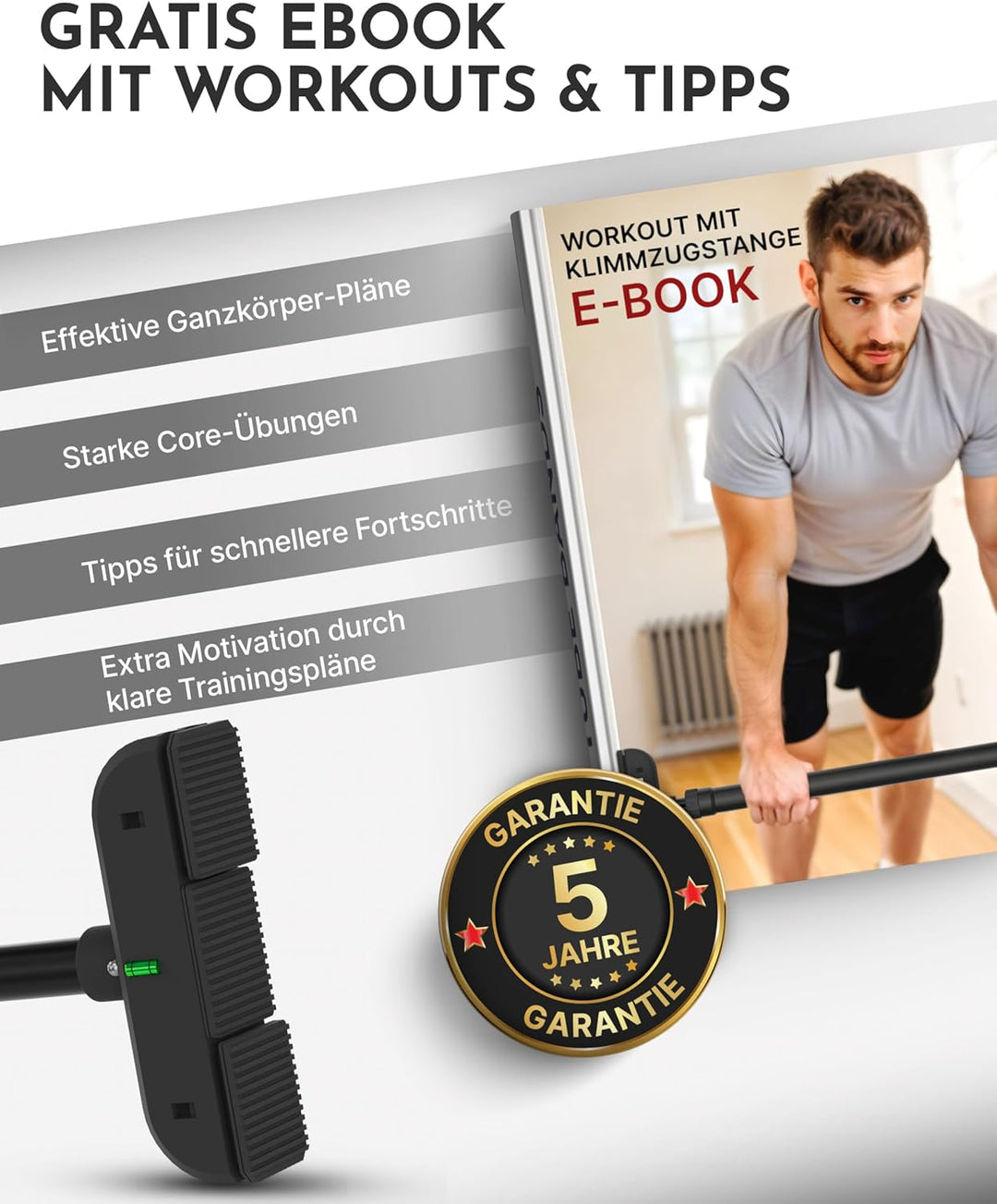 NEOLYMP Klimmzugstange Türrahmen ohne Schrauben – Pull Up Bar bis 200 kg – Verstellbare Reckstange I