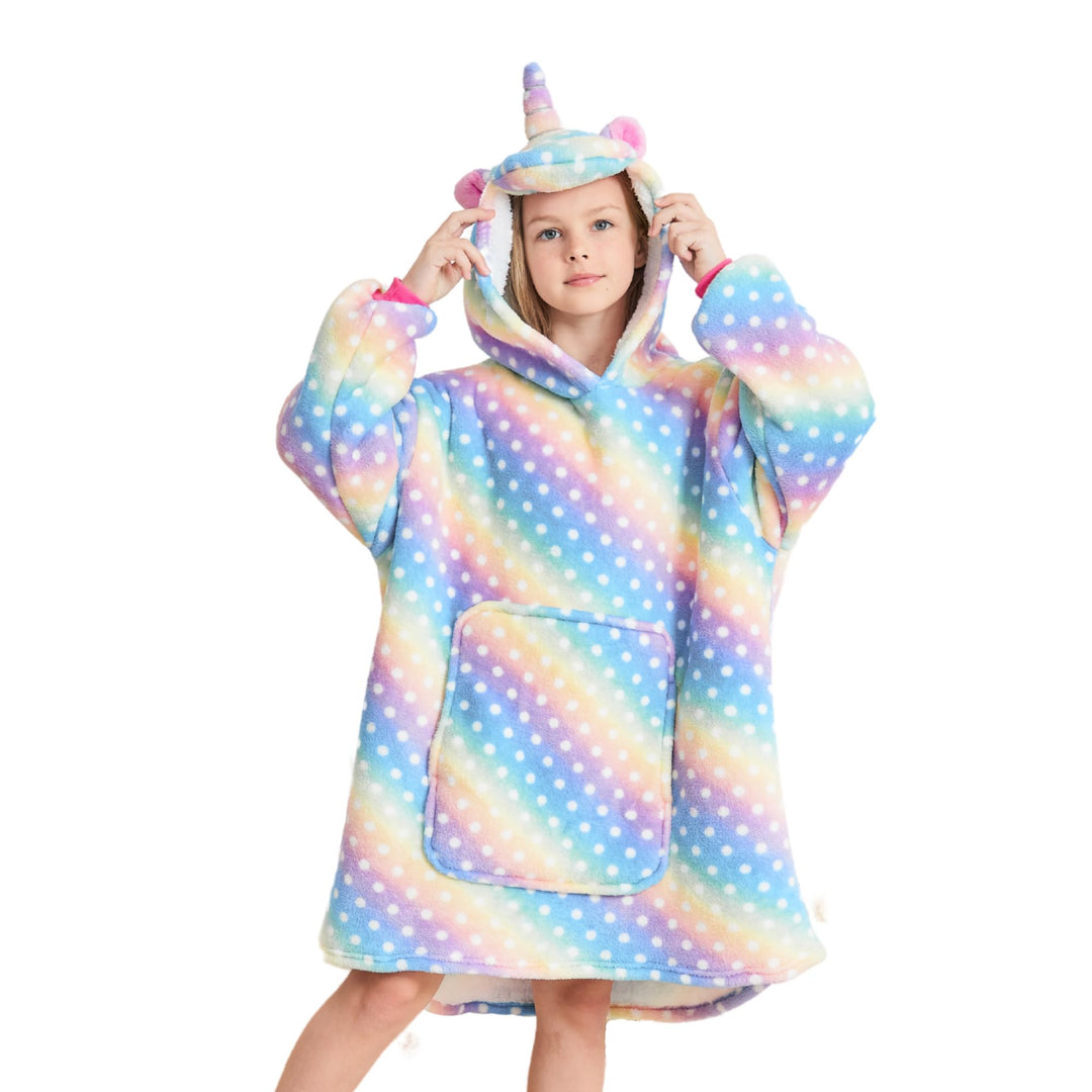 Einhorn Kapuzenpullover für Mädchen, Einhorn Kapuzensweatshirt, Übergrosse Hoodie Decke für Kinder R