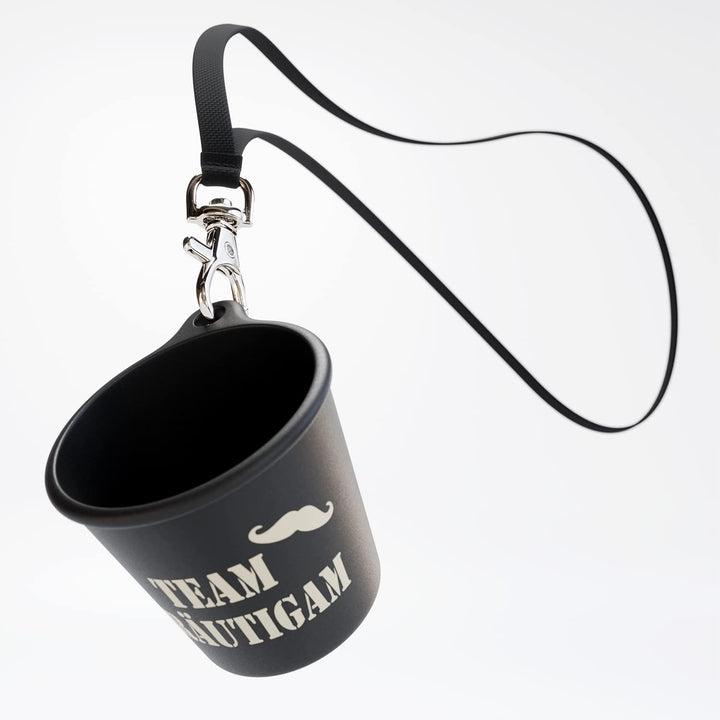 SoPro 6x Schnapsbecher zum Umhängen 4 cl wiederverwendbar - Schnapsgläser JGA 40 ml schwarz - Schnap