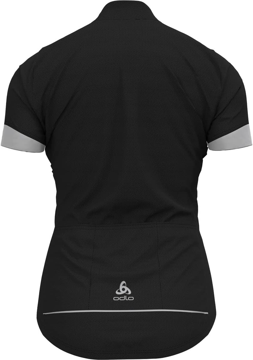 Odlo Damen Essential_411971 Radtrikot halber Reissverschluss (1er Pack) S Black - Odlo Silver Grey,