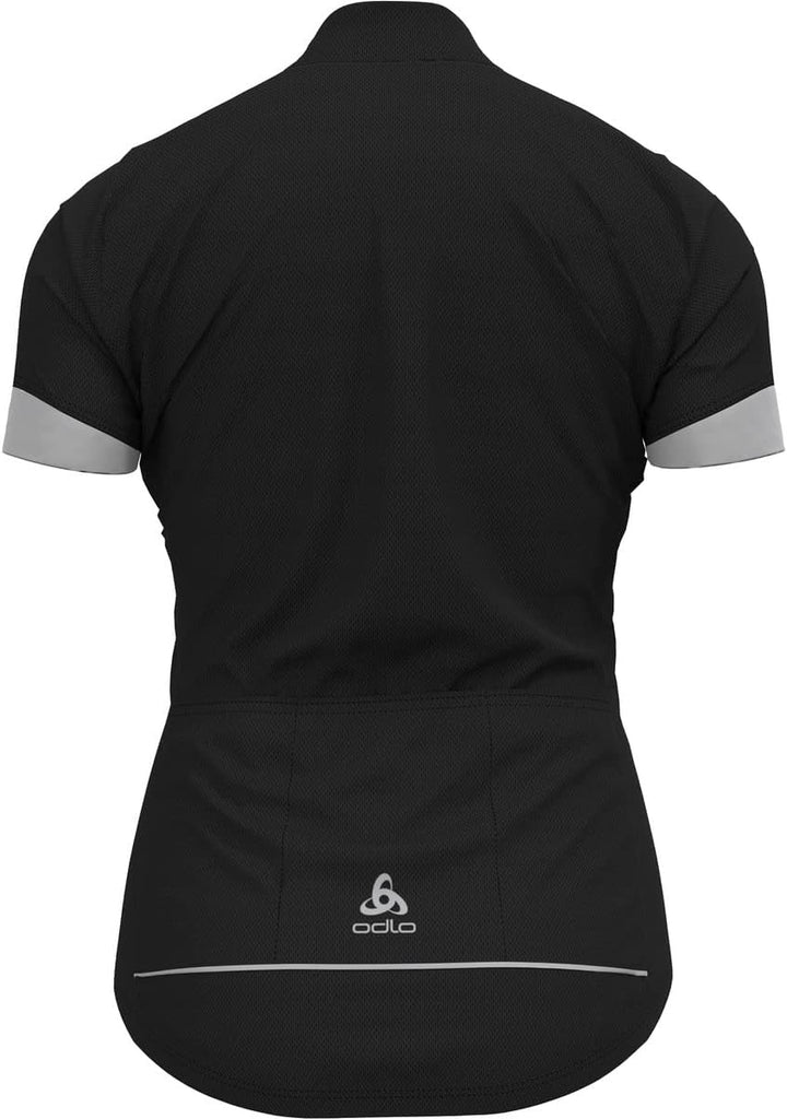 Odlo Damen Essential_411971 Radtrikot halber Reissverschluss (1er Pack) S Black - Odlo Silver Grey,