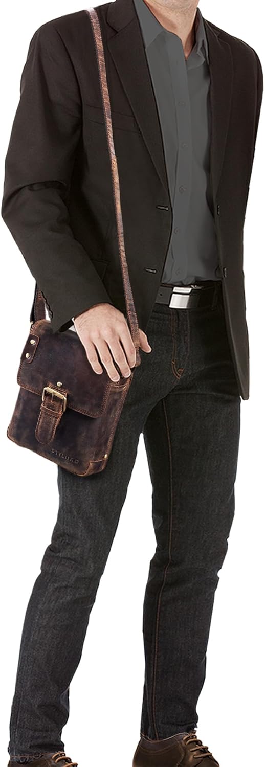 STILORD 'Alessio' Leder Messenger Bag Männer klein Vintage Umhängetasche Herrentasche Tablettasche S