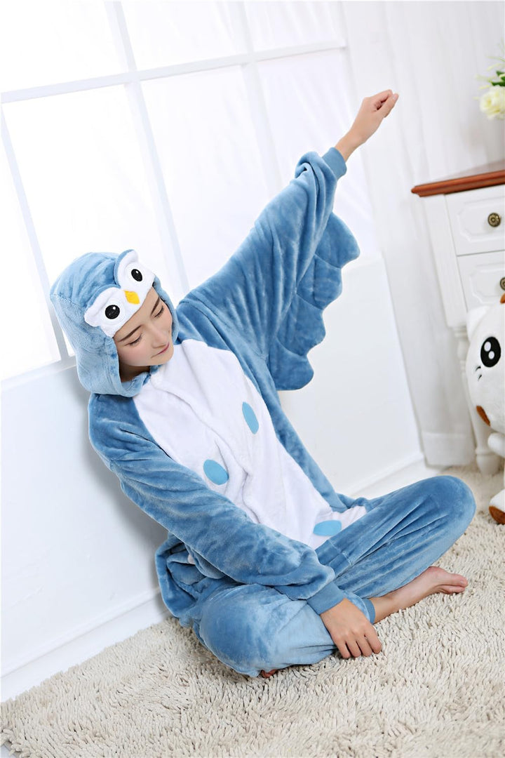 Tierkostüme Tier-Einteiler für Erwachsene, Halloween, Cosplay, Kostüm, mit Kapuze, Loungewear S Eule