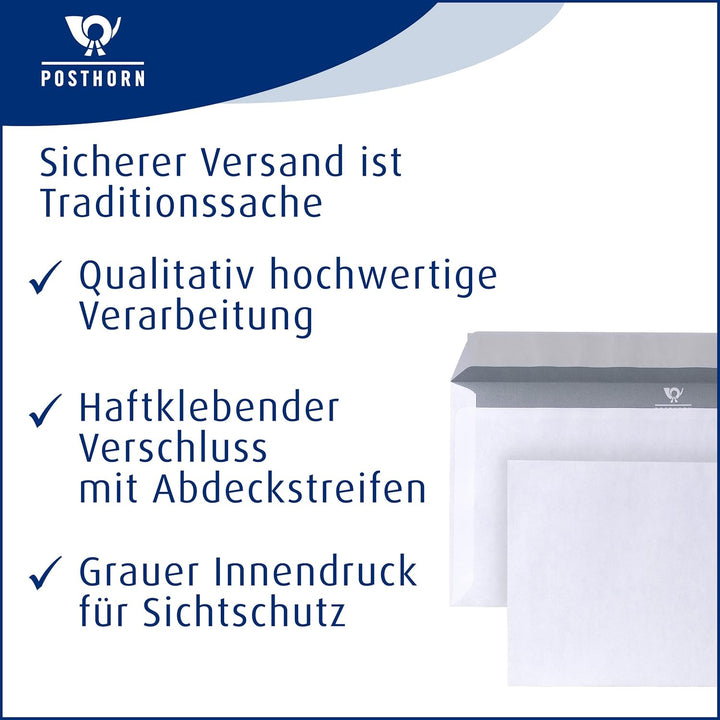POSTHORN Briefumschläge Din lang (1000 Stück) | Briefumschlag ohne Fenster selbstklebend | Din lang