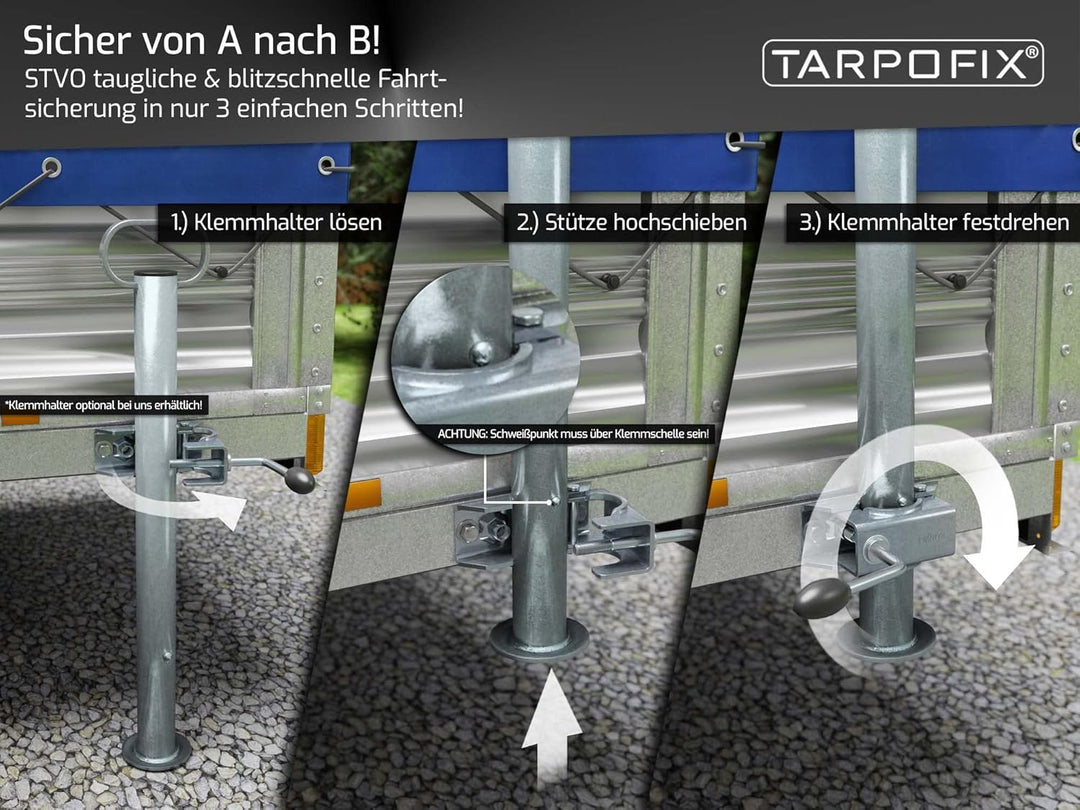 Anhänger Stützen 600mm (300kg Stützlast) | Abstellstütze Anhänger aus verzinktem Stahl | Strapazierf