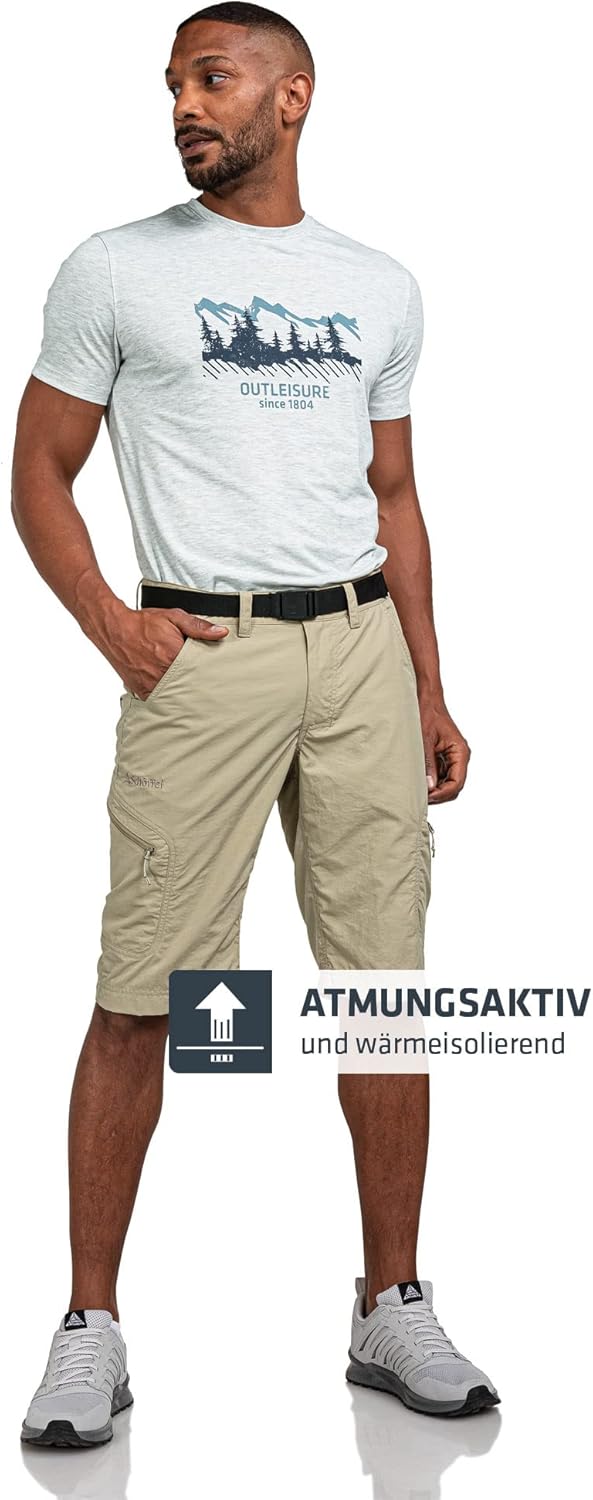 Schöffel Herren Shorts Silvaplana2, vielseitige Wanderhose mit separatem Gürtel, Outdoor Hose mit pr