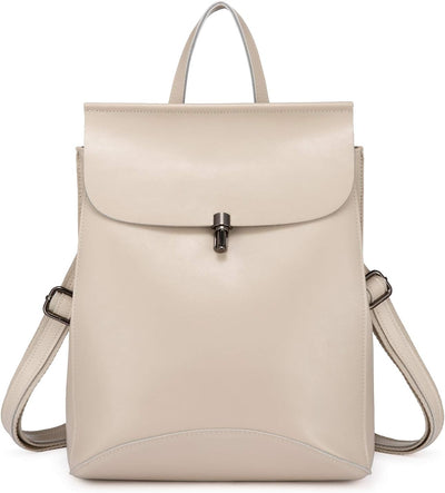 Realer Echtes Leder Rucksäcke Geldbörsen für Frauen Schultertasche Beige, Beige