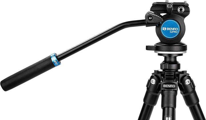 Benro S2 PRO Flat Base Fluid Video Head, 5.5 lb Max, 1/4"-20 Accessory Mounts, 3/8"-16 Head Mount, w